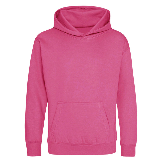 Hot Pink - Front - Awdis Kids Unisex Hooded Sweatshirt - Hoodie - Schoolwear