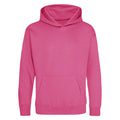 Hot Pink - Front - Awdis Kids Unisex Hooded Sweatshirt - Hoodie - Schoolwear