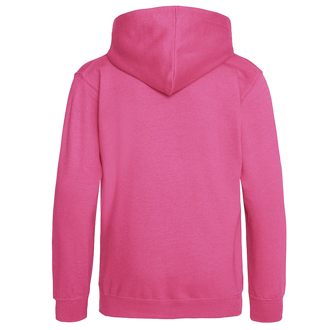 Hot Pink - Back - Awdis Kids Unisex Hooded Sweatshirt - Hoodie - Schoolwear