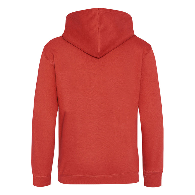Fire Red - Back - Awdis Kids Unisex Hooded Sweatshirt - Hoodie - Schoolwear