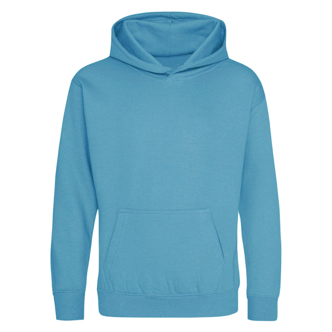 Hawaiian Blue - Front - Awdis Kids Unisex Hooded Sweatshirt - Hoodie - Schoolwear