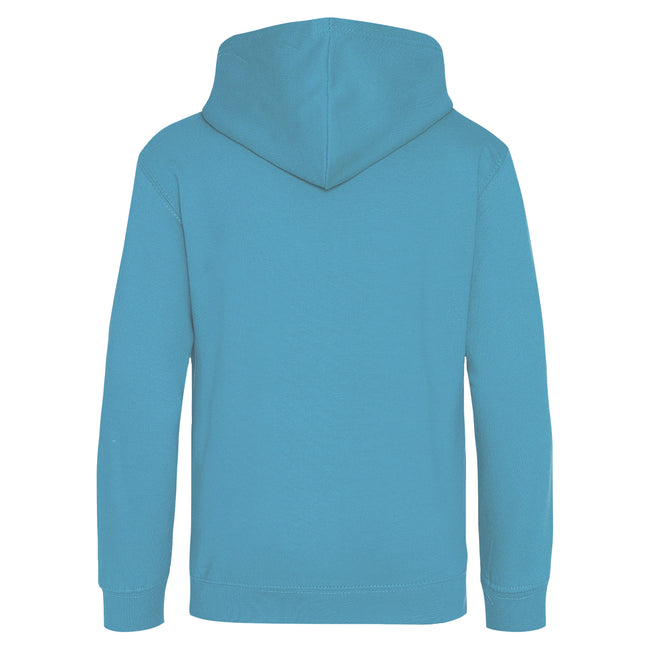 Hawaiian Blue - Back - Awdis Kids Unisex Hooded Sweatshirt - Hoodie - Schoolwear