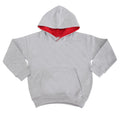 Heather Grey-Fire Red - Front - Awdis Kids Varsity Hooded Sweatshirt - Hoodie - Schoolwear