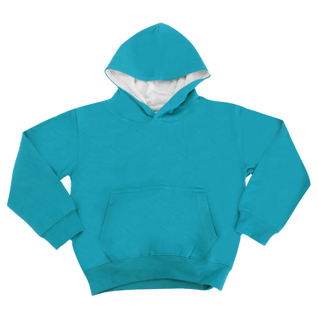 Sapphire Blue - Heather Grey - Front - Awdis Kids Varsity Hooded Sweatshirt - Hoodie - Schoolwear