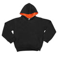 Jet Black-Orange Crush - Front - Awdis Kids Varsity Hooded Sweatshirt - Hoodie - Schoolwear