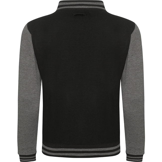 Jet Black- Charcoal - Back - Awdis Unisex Varsity Jacket
