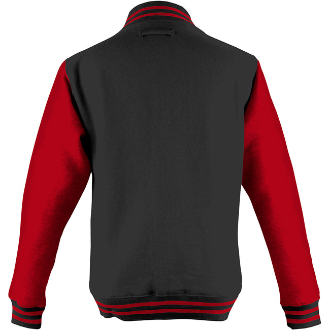 Jet Black- Fire Red - Back - Awdis Unisex Varsity Jacket