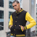 Jet Black- Sun Yellow - Side - Awdis Unisex Varsity Jacket