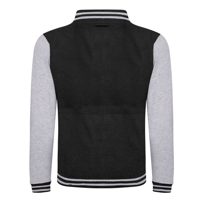 Jet Black- Heather Grey - Back - Awdis Unisex Varsity Jacket