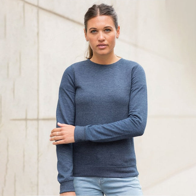 Navy Heather - Back - Awdis Girlie Womens Heather Lightweight Crew Neck Sweatshirt