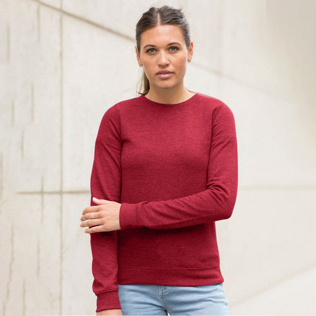 Red Heather - Back - Awdis Girlie Womens Heather Lightweight Crew Neck Sweatshirt