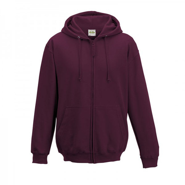 Burgundy - Front - Awdis Plain Mens Hooded Full Zip Hoodie - Zoodie
