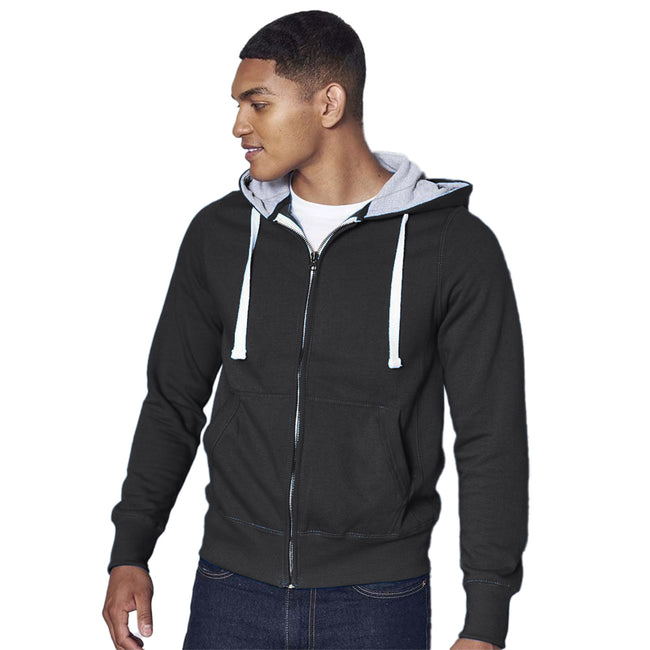Jet Black (Grey inner) - Back - Awdis Chunky Premium Heavyweight Hooded Sweatshirt - Hoodie - Zoodie