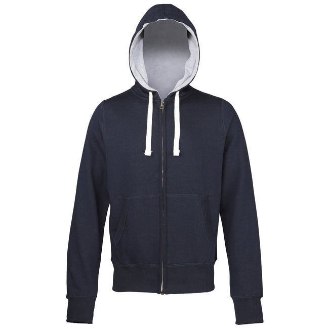 French Navy (Grey Inner) - Front - Awdis Chunky Premium Heavyweight Hooded Sweatshirt - Hoodie - Zoodie