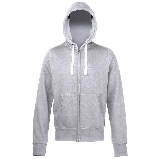 Heather Grey - Front - Awdis Chunky Premium Heavyweight Hooded Sweatshirt - Hoodie - Zoodie