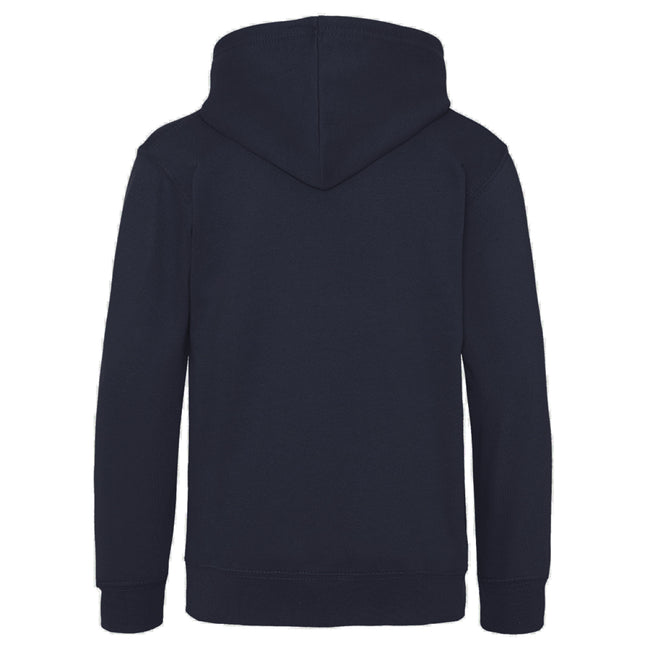 New French Navy-Heather Grey - Back - Awdis Mens Varsity Hooded Sweatshirt - Hoodie - Zoodie