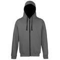 Charcoal- Jet Black - Front - Awdis Mens Varsity Hooded Sweatshirt - Hoodie - Zoodie