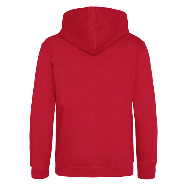Fire Red-Jet Black - Back - Awdis Mens Varsity Hooded Sweatshirt - Hoodie - Zoodie