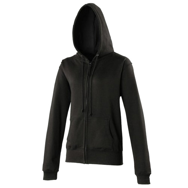Jet Black - Front - Awdis Girlie Womens-Ladies Hooded Sweatshirt - Hoodie - Zoodie