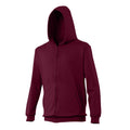 Burgundy - Front - Awdis Kids Unisex Hooded Sweatshirt - Hoodie - Zoodie
