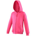 Hot Pink - Front - Awdis Kids Unisex Hooded Sweatshirt - Hoodie - Zoodie