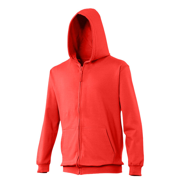 Fire Red - Front - Awdis Kids Unisex Hooded Sweatshirt - Hoodie - Zoodie