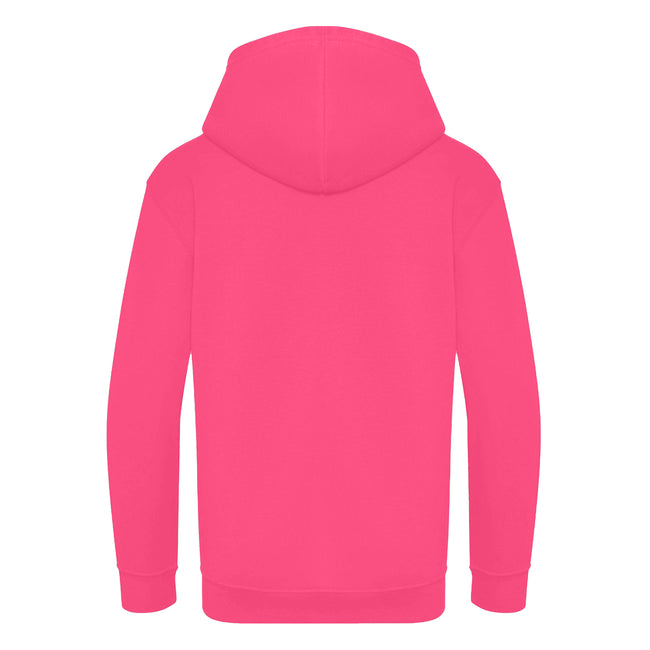 Hot Pink - Back - Awdis Kids Unisex Hooded Sweatshirt - Hoodie - Zoodie