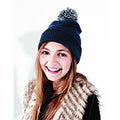 French Navy-Light Grey - Back - Beechfield Junior Snowstar Duo Winter Beanie Hat - Schoolwear
