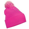 Fuchsia-Off White - Front - Beechfield Junior Snowstar Duo Winter Beanie Hat - Schoolwear