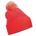 Bright Red - Off White - Front - Beechfield Junior Snowstar Duo Winter Beanie Hat - Schoolwear