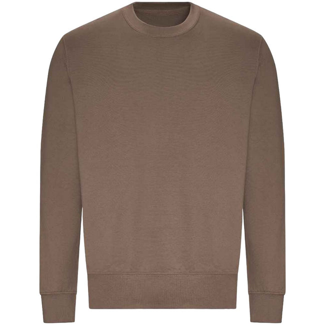 Mocha Brown - Front - AWDis Just Hoods AWDis Unisex Crew Neck Plain Sweatshirt (280 GSM)