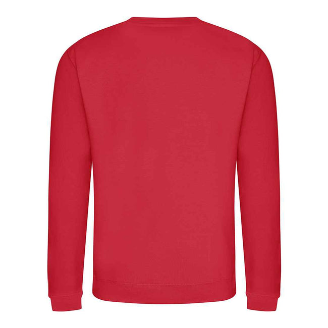 Fire Red - Back - AWDis Just Hoods AWDis Unisex Crew Neck Plain Sweatshirt (280 GSM)
