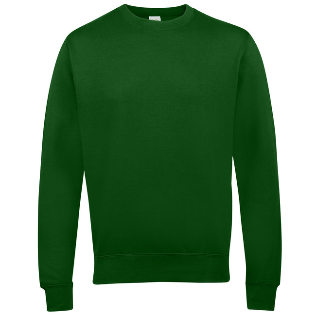 Bottle Green - Front - AWDis Just Hoods AWDis Unisex Crew Neck Plain Sweatshirt (280 GSM)