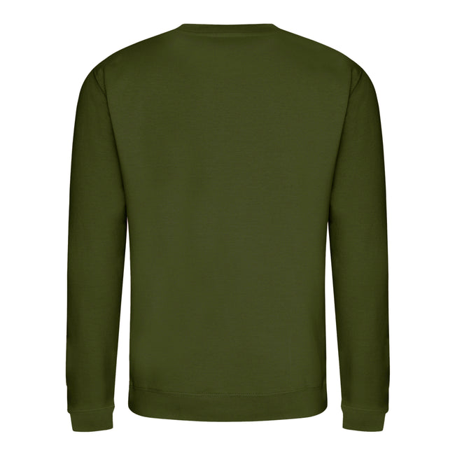 Olive Green - Front - AWDis Just Hoods AWDis Unisex Crew Neck Plain Sweatshirt (280 GSM)