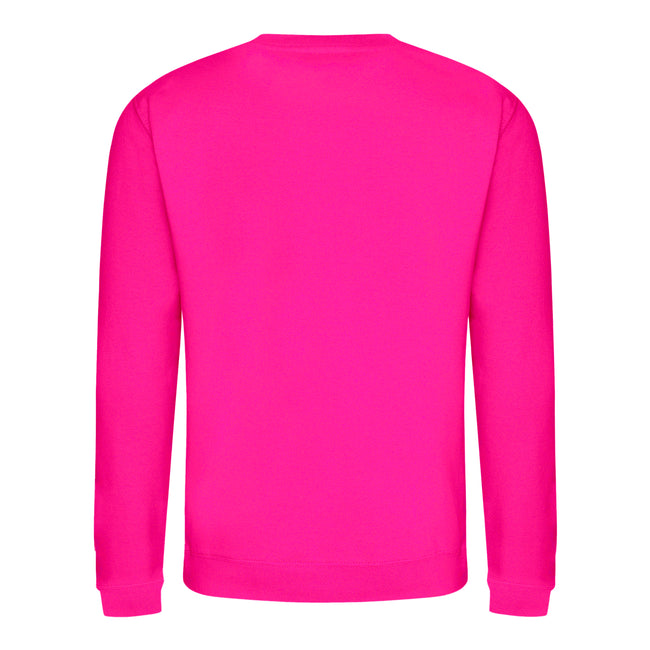 Hot Pink - Front - AWDis Just Hoods AWDis Unisex Crew Neck Plain Sweatshirt (280 GSM)