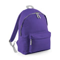 Purple- Light Grey - Front - Beechfield Childrens Junior Fashion Backpack Bags - Rucksack - School
