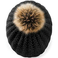 Black - Back - Beechfield Ladies-Womens Faux Fur Pom Pom Winter Beanie