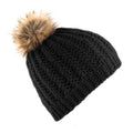 Black - Front - Beechfield Ladies-Womens Faux Fur Pom Pom Winter Beanie