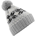 Light Grey-Black-Off White - Front - Beechfield Unisex Fair Isle Snowstar Winter Beanie Hat