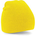 Yellow - Back - Beechfield Plain Basic Knitted Winter Beanie Hat