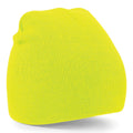 Fluorescent Yellow - Front - Beechfield Plain Basic Knitted Winter Beanie Hat