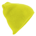 Fluorescent Yellow - Back - Beechfield Plain Basic Knitted Winter Beanie Hat