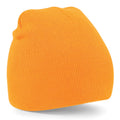 Fluorescent Orange - Front - Beechfield Plain Basic Knitted Winter Beanie Hat