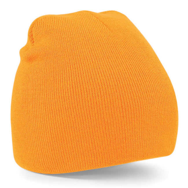 Fluorescent Orange - Front - Beechfield Plain Basic Knitted Winter Beanie Hat