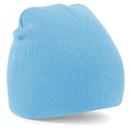 Sky Blue - Back - Beechfield Plain Basic Knitted Winter Beanie Hat