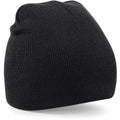 Black - Back - Beechfield Plain Basic Knitted Winter Beanie Hat
