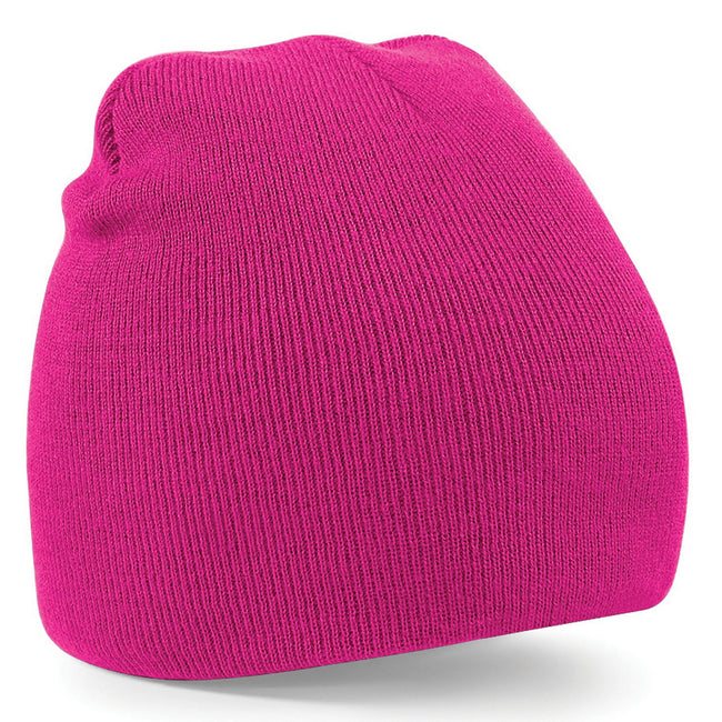 Fuchsia - Front - Beechfield Plain Basic Knitted Winter Beanie Hat