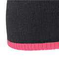 Black-Fluorescent Pink - Back - Beechfield Plain Basic Knitted Winter Beanie Hat