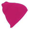 Black-Fluorescent Pink - Back - Beechfield Plain Basic Knitted Winter Beanie Hat