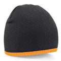 Black-Fluorescent Orange - Front - Beechfield Plain Basic Knitted Winter Beanie Hat